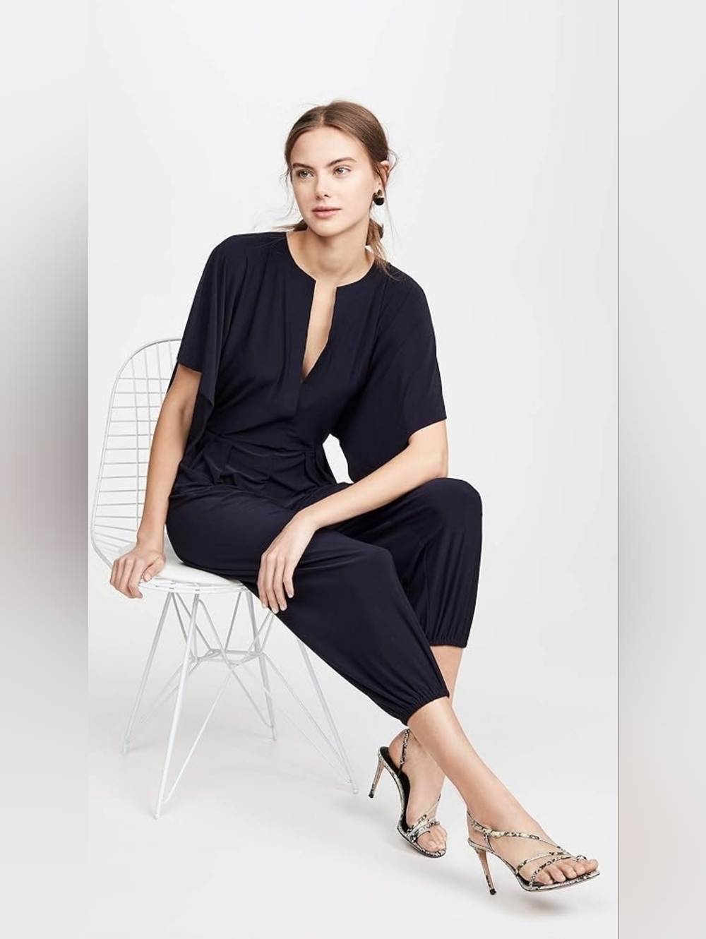 NEW Norma Kamali Black Draped Dolman Jumpsuit - Small - Picture 4 of 5